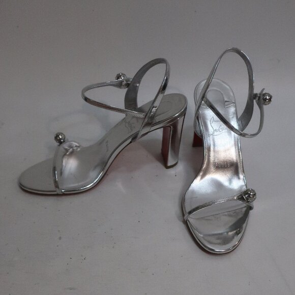 Authentic Christian Louboutin Atmospheria 85-Crystal Silver Strap Heel 39 US/8.5 - Picture 2 of 16